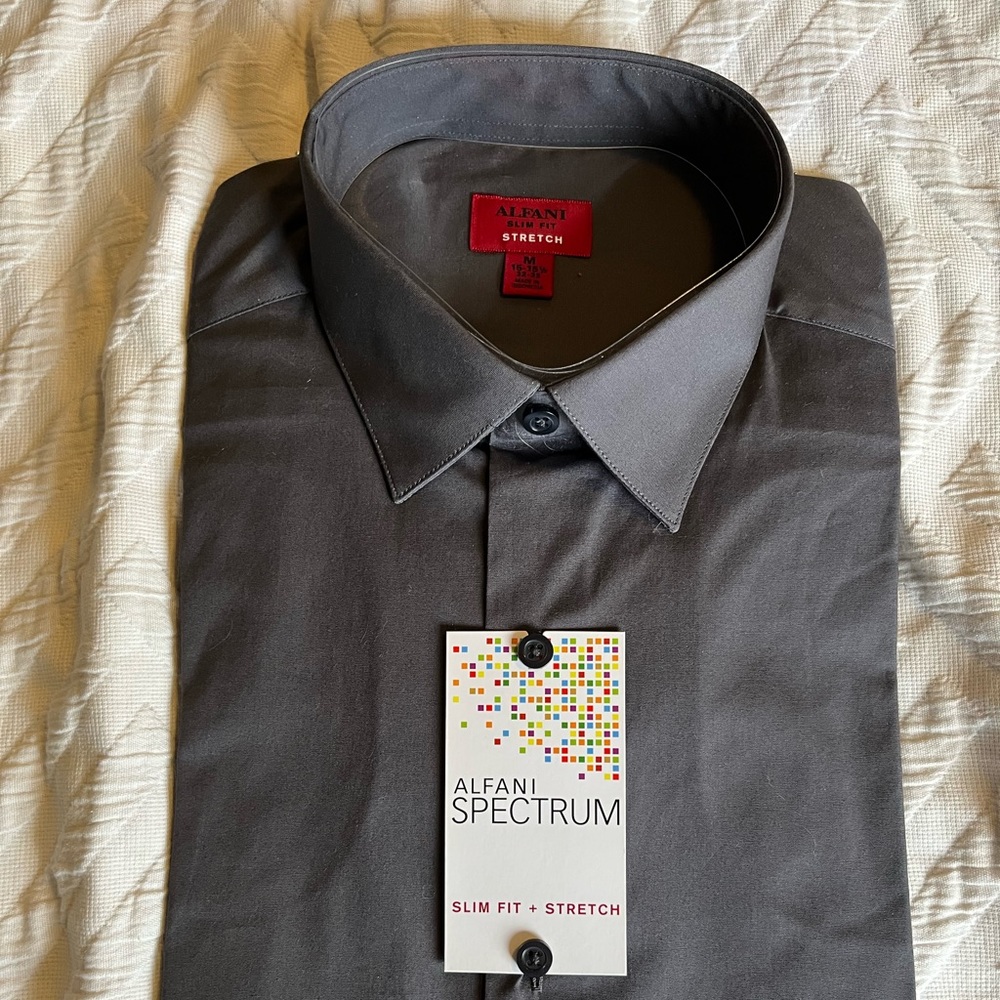 Medium slim-fit stretch Alfani Spectrum dress shirt